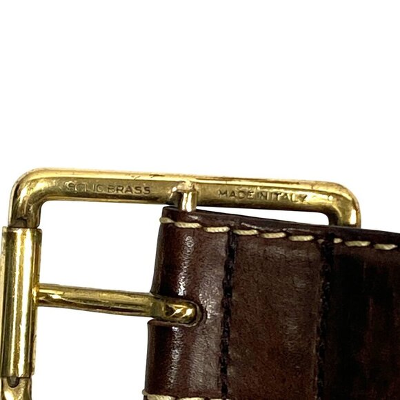 Cole Haan Mens Leather Belt Solid Brass Buckle Made In USA Brown Tan Size 32 - Picture 3 of 11
